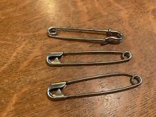 3 - Vintage Large Chrome over Brass Safety Pins 4” picture
