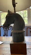 Antique “hitchin post” style wrought iron horse head lamp picture