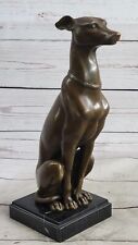 Greyhound Guardian Dog Bronze Metal Statue Sculpture Signed on Marble Base Barye picture