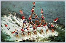 Cypress Garden, Florida - Human Pyramid - Water Ski - Vintage Postcard picture
