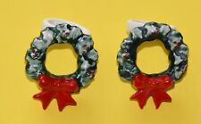 VTG Holt Howard 1958 Christmas Holly Wreath Candle Ring Huggers-Pair picture