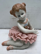 rare pink ballerina child figurine  collectible beautiful tutu signed picture