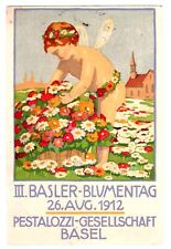 POSTCARD SWISS 1912 BASEL FLOWER DAY (SB) picture
