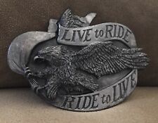 Old School Biker Vintage Heavy Metal Live to Ride Eagle Harley Style Belt Buckle picture