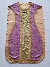 Antique 19thC French Hand Embroidery Church Priest Vestment Chasuble 98x61cm picture