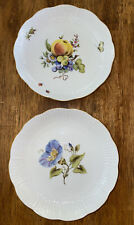2 Ludwigsburg Germany porcelain plates basket weave pattern 7” Floral Fruit picture