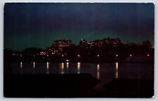 St. Louis Night Time Skyline Postcard View from the Mississippi River Chrome picture