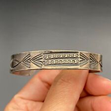 Vintage Navajo Native Hand Stamped Silver Bracelet Cuff 6-5/8