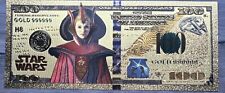 24k Gold Plated Queen Padme Amidala Star Wars Banknote Collectible picture