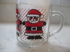 Vintage Luminarc Glass Santa Claus Christmas Mug Holiday Coffee Tea Cup 10 Oz picture