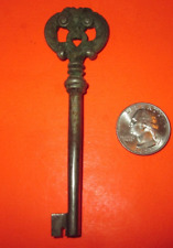 VINTAGE OPEN BARREL FANCY VICTORIAN MAYBE KISSING DOLPHINS SKELETON KEY ANTIQUE picture