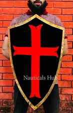 24'' Medieval Knight Cross Heater Shield Crusader Black & Red Warrior Shield picture