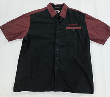 Harley Davidson Button Down Shirt Mens Large Black/Maroon Snap Collar Mechanic picture
