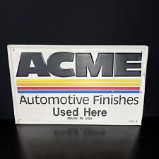 Vintage ACME Automotive Finishes Used Here Tin Metal Ad Sign 24x15 picture