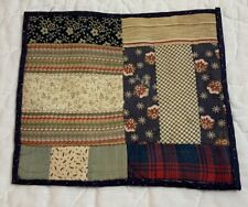 Vintage Antique Patchwork Quilt Table Topper, Rectangles, Early Calicos, Brown picture