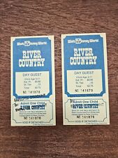 2 Untorn Unused Walt Disney World River Country Child Tickets 1980 Employee Disc picture