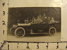 vintage real Photo postcard  military: 7 men in old car Carte Postale picture