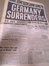 May 7, 1945 WWII Newspaper Germany Surrenders; V-E Day; Los Angeles Daily News picture