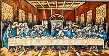 The Da Vinci Last Supper Jesus Dining Woven Tapestry Wall Hanging Art Decor VTG picture