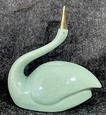 Vintage Turquoise Green Gold Swan Figurine MCM 6