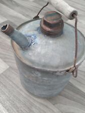 Antique Metal Galvanized Gas Oil Kerosene Can Wood Handle Rustic Decor 1 Gallon picture