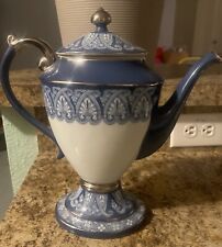 Bombay & Co Blue/White & Silver Porcelain Large Tea Pot - Never Used picture