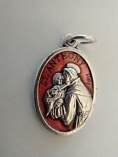 Catholic St Anthony Red Enamel Medal Italy picture