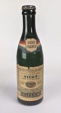 Vichy-Etat France Célestins Glass Water Bottle Sealed 7.5oz Rare Antique Vintage picture
