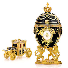 Royal Imperial Black Faberge Egg Replica Extra Large 6.6 inch + Carriage by Vtry picture
