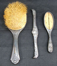 Antique Sterling Silver Gorham? 3 Pc Vanity Dresser Hair Brush Comb Set Monogram picture