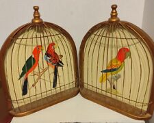 Vtg 3D Wall Art Birds in Cages Hand Painted Pair Made In Philippines See Pics picture