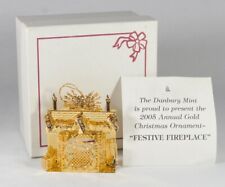 Danbury Mint 2005 FESTIVE FIREPLACE Gold Plated Christmas Tree Ornament 23K Box picture
