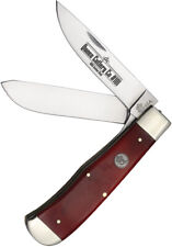 Queen Jumbo Linerlock Trapper Red Bone Folding 1095 Carbon Steel Knife SB206L picture