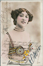 ANTIQUE RPPC POSTCARD  MEXICO 1905 NOVELTY  WOMAN  SPARKLES  BRA  EARRINGS picture