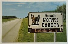 Welcome To North Dakota Roughrider Country Postcard Unposted picture