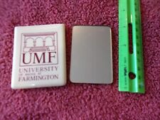 University of Maine at Farmington UMF Pocket Purse Mirror in sleeve mini Vintage picture