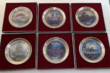 Fighting Ships of the US Navy Stained Glass & Pewter Plate Series(all 6) in box  picture