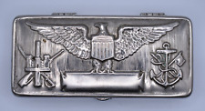 Safety Razor Case Gillette WWI US Military Metal Silver Tone Antique picture
