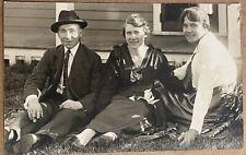 RPPC Man with Cigar Ladies on Lawn Antique Real Photo Postcard c1910 picture
