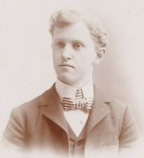 Vtg Victorian Cabinet Card Dapper Young Man in Suit & Bowtie Milwaukee Wisconsin picture