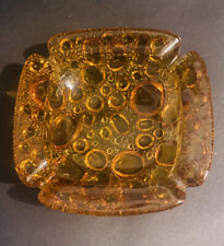 ⭐️Vintage Small Glass Retro Ashtray Amber Bubbles Design…Gorgeous picture