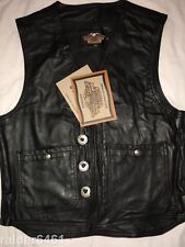NWT Harley-Davidson Men's Black Leather vintage Electra Vest M 98115-95VM USA picture
