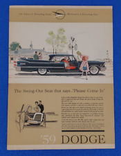 VINTAGE 1959 DODGE ROYAL LANCER ORIGINAL COLOR PRINT AD SHIPS FREE CLASSIC LOT picture