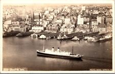 Real Photo Postcard Aerial View of Steamship and Seattle, Washington picture