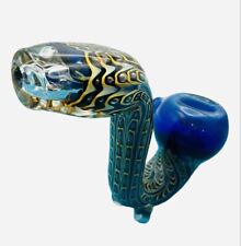 5.5” Handmade Blue Multicolor Sherlock Tobacco Smoking Bowl Glass Pipes Spoon picture