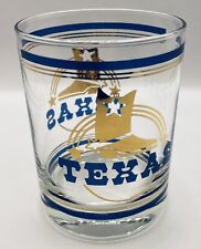 Vintage Texas Cocktail Glass Cowboy Boot Spurs Blue Gold picture