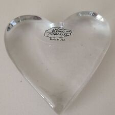 vintage blenko handcraft clear glass heart-shaped paperweight picture