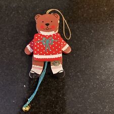 Vintage AGC  Wooden Movable Teddy Bear Christmas Tree Ornament picture