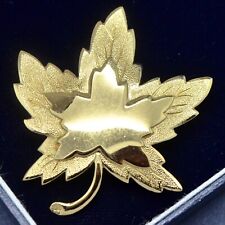 Vintage Brooch MONET 1960s Large Maple Leaf 22kt Gold Plated Jewellery picture