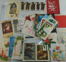 lot of 31 Christmas Cards Used, Out of a Scrapbook, Vintage, Rare History Art picture